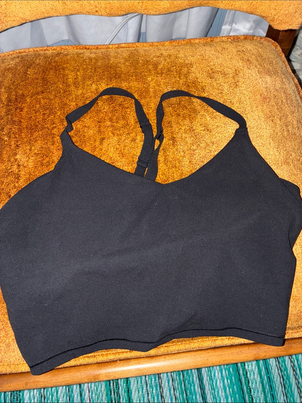 Athleta crop top with adjustable racer back straps. Shelf bra